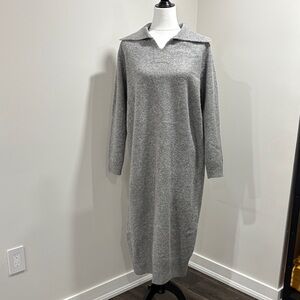 Elegant Long Sleeve Gray Dress